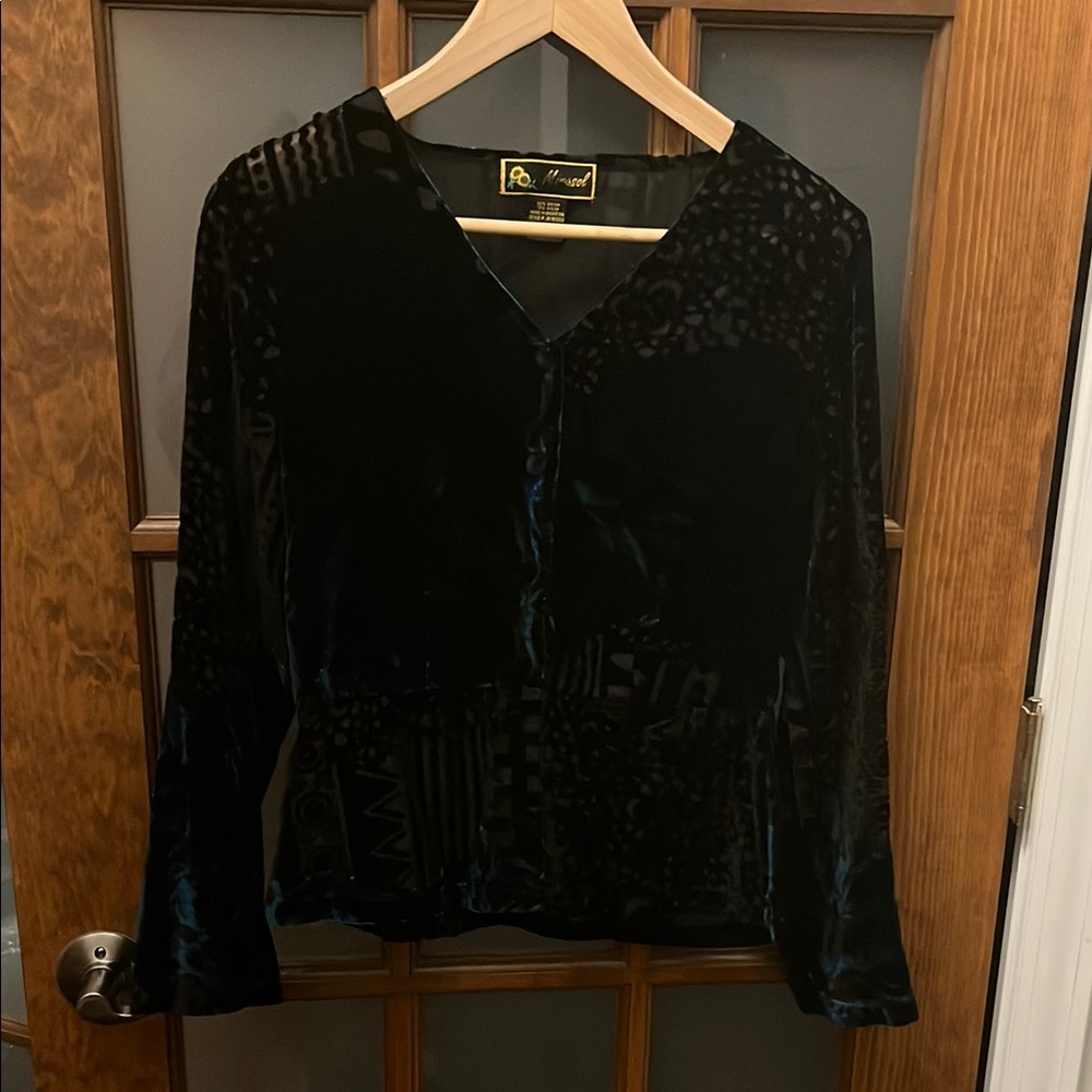 Black Velvet Long Sleeve Blouse